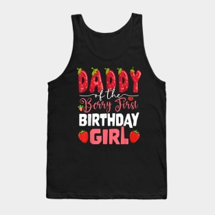 Daddy Of The Berry First Birthday Of Girl Strawberry Dad Tank Top